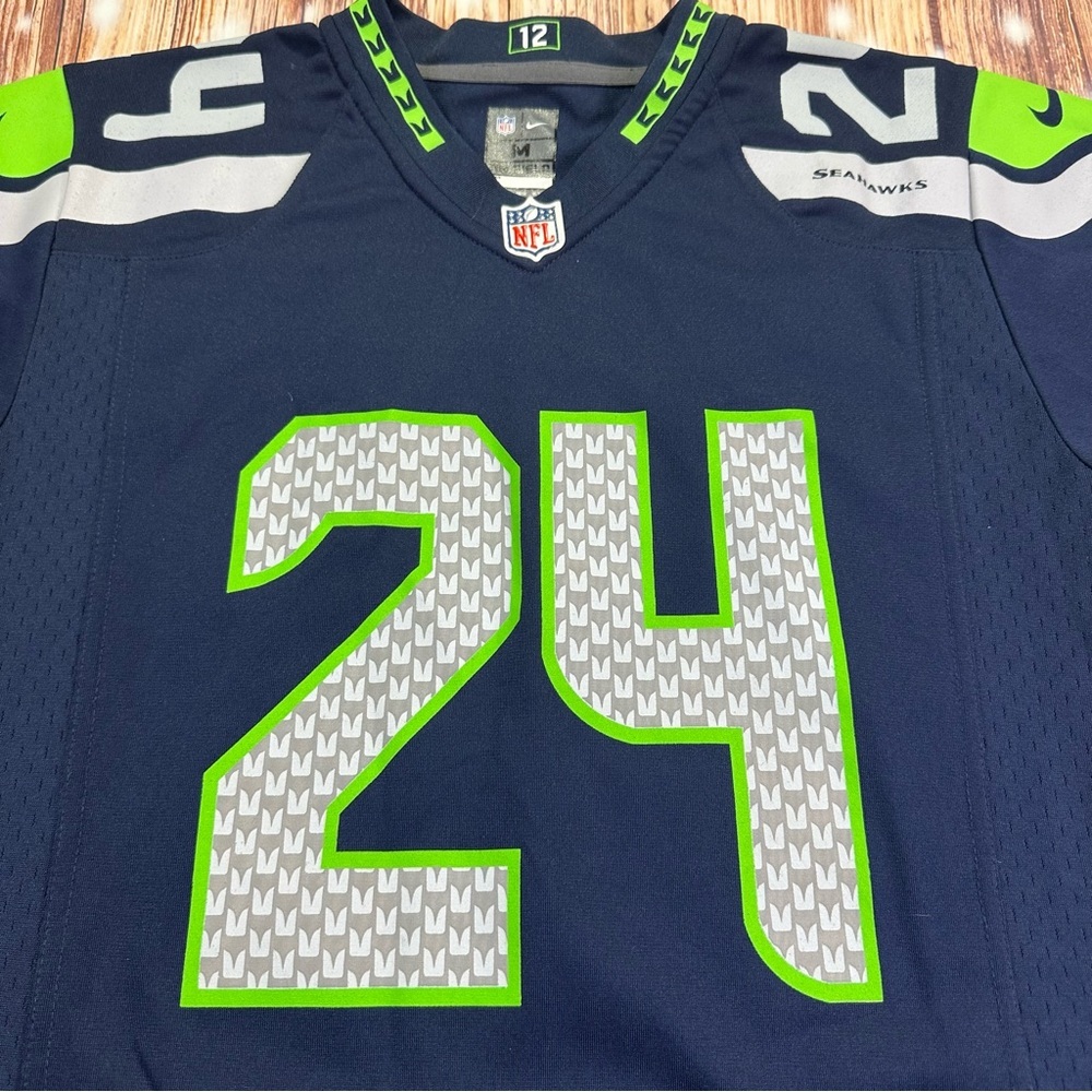 Nike On Field Marshawn Lynch Seattle Seahawks Jersey Size M 10/12 YOUTH - Picture 10 of 13